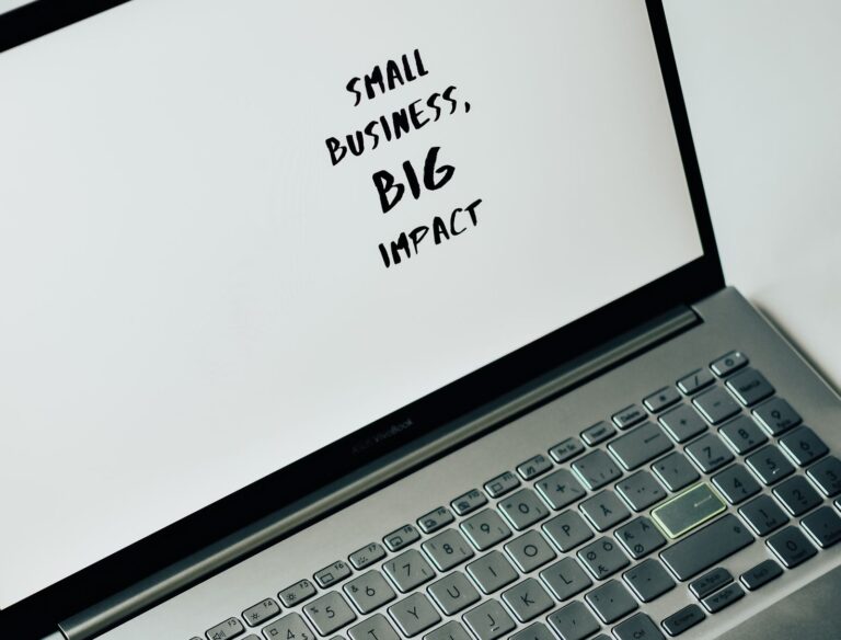 Laptop screen reading Small Business Big Impact